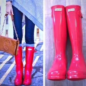 Hunter Tall boots☆Glossy Bright Coral☆HOT☆Sz. 9